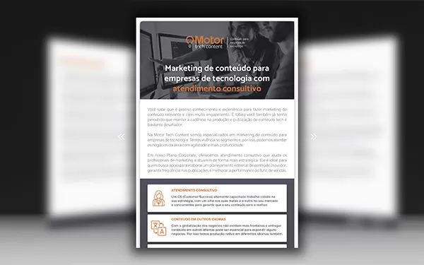 Marketing de conteúdo para empresas de tecnologia com Plano Corporate